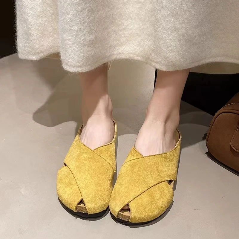 【娜姐家】A02-1#舒适百搭交叉复古包头半拖