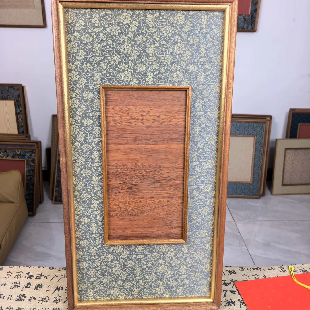 老款金丝海棠花33x65内17x33高端乌檀木榫卯框中框