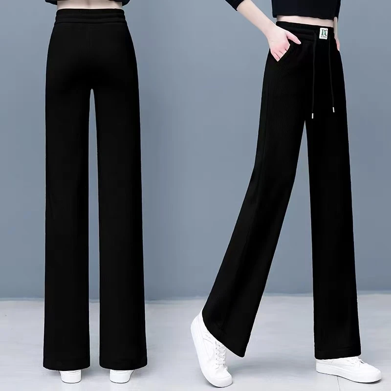 2302#【裤长98左右】春夏秋新款宽松高腰显瘦垂感休闲直筒阔腿裤