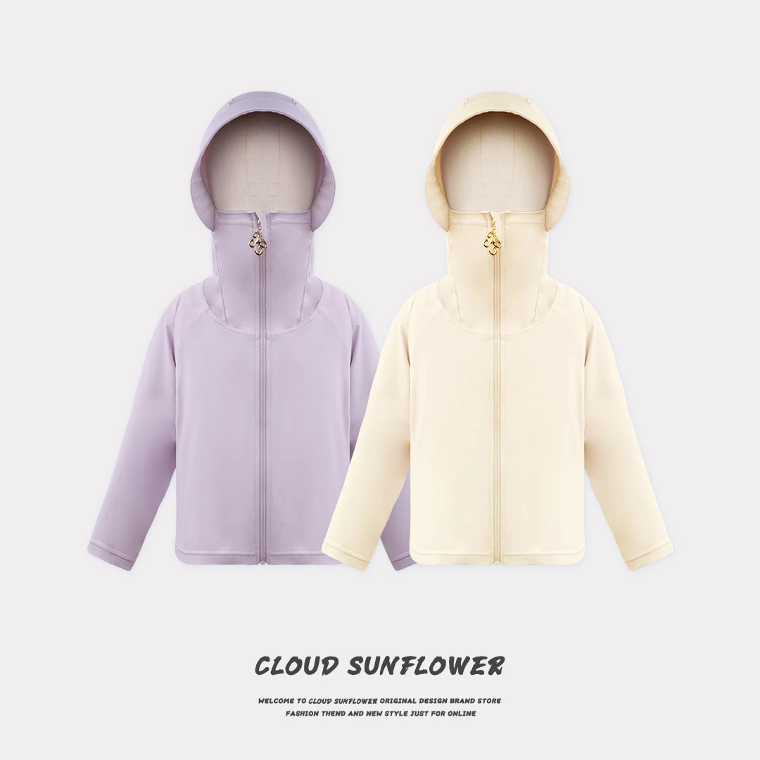 女童拉链款连帽休闲长袖防晒服1112455