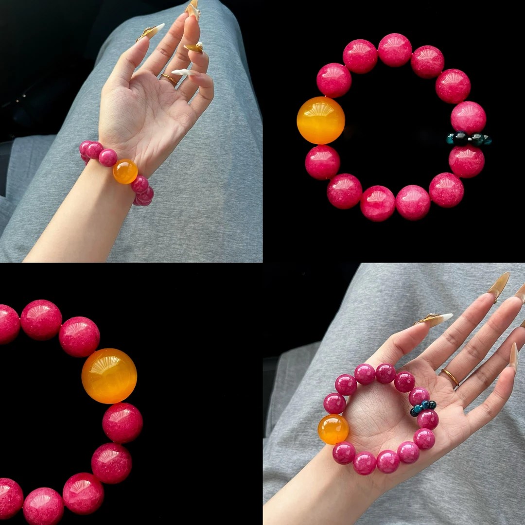 铜合金手链 【花眸】仿蔷薇辉撞色设计手链搭配跑环高级感轻奢手串