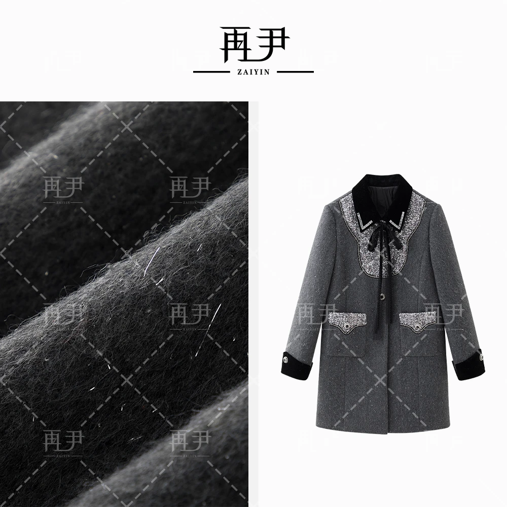 【梦幻海】小众设计师轻奢时尚气质洋气毛呢羽绒上衣GY24DT071193