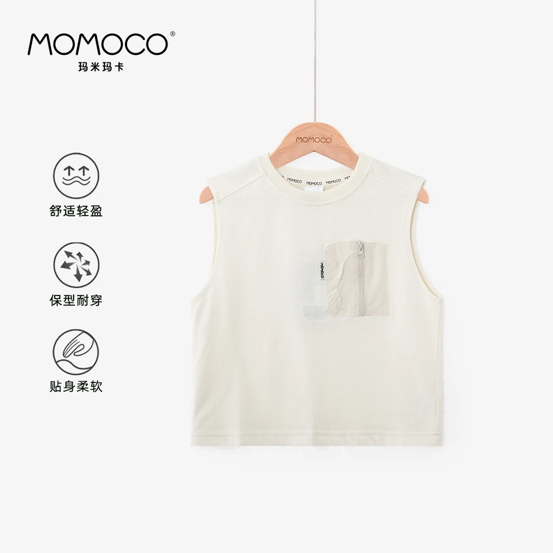 MOMOCO夏季款男童中大童时尚简约无袖小背心宝宝上衣77230233005