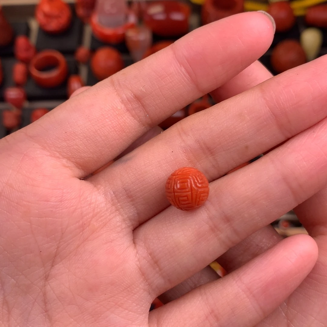南红玛瑙未镶嵌回纹圆珠9+
