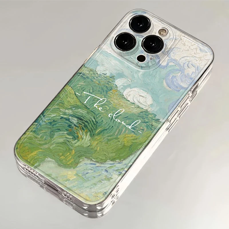 艺术绿色油画适用iphone16苹果15手机壳小米OPPO华为VIVO荣耀