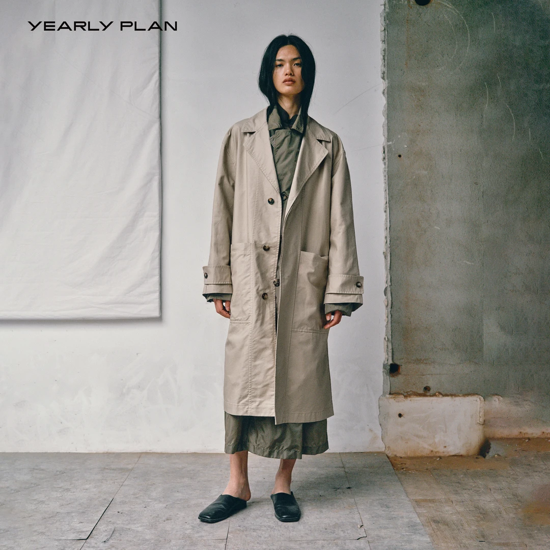 YEARLY PLAN【造型专场-胶囊】松弛宽松落肩设计休闲棉质风衣 2739