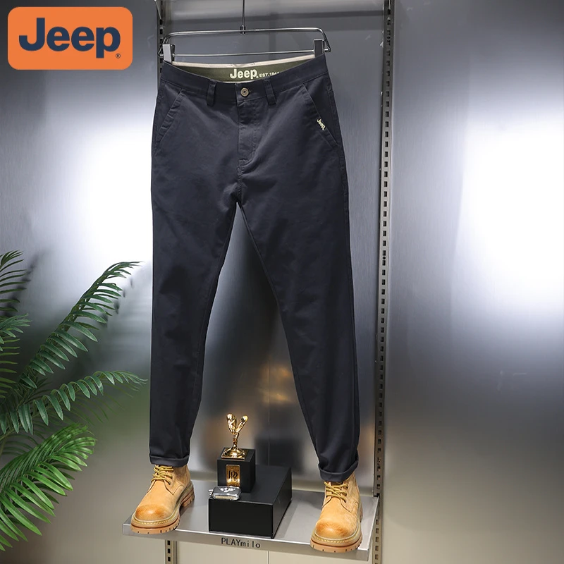 JEEP吉普薄厚宽时尚男冬季新款宽松直筒弹力夏季吉普冰丝休闲裤