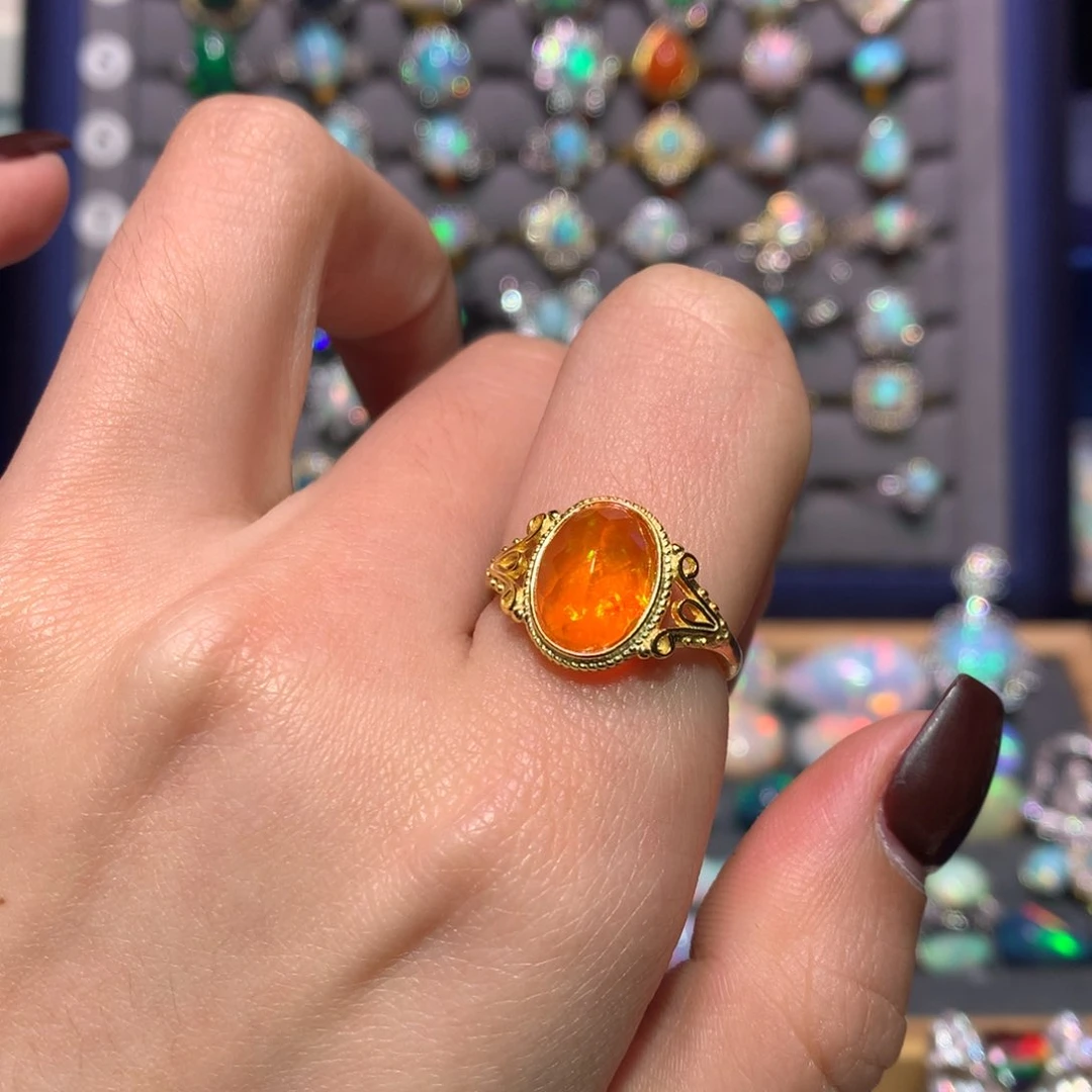 银S925镀金镶嵌欧泊戒指款式亦***e