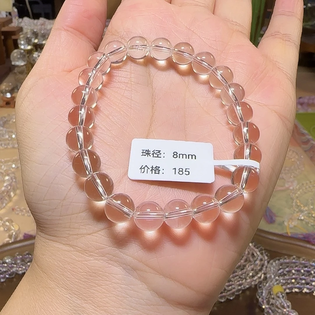 未***．水晶手串未镶嵌天然白水晶全净体单圈