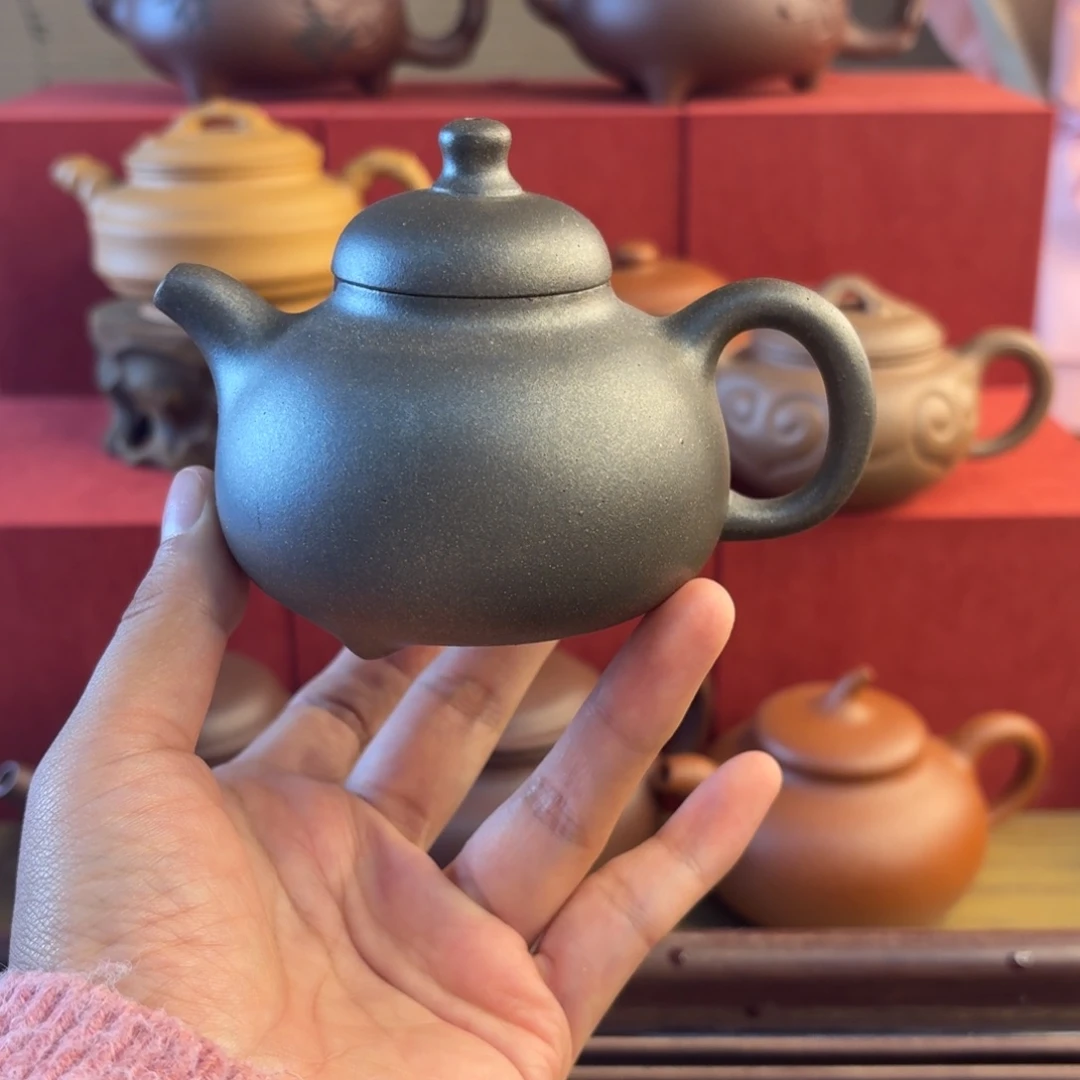 紫泥茶壶孤品一个白麻子还原烧半手容量190毫升左右