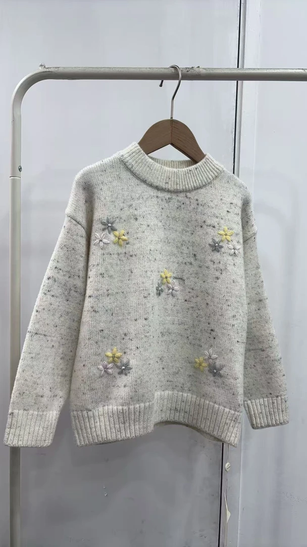 9000童毛衣【两款】刺绣秋冬季新款毛衣圆领套头