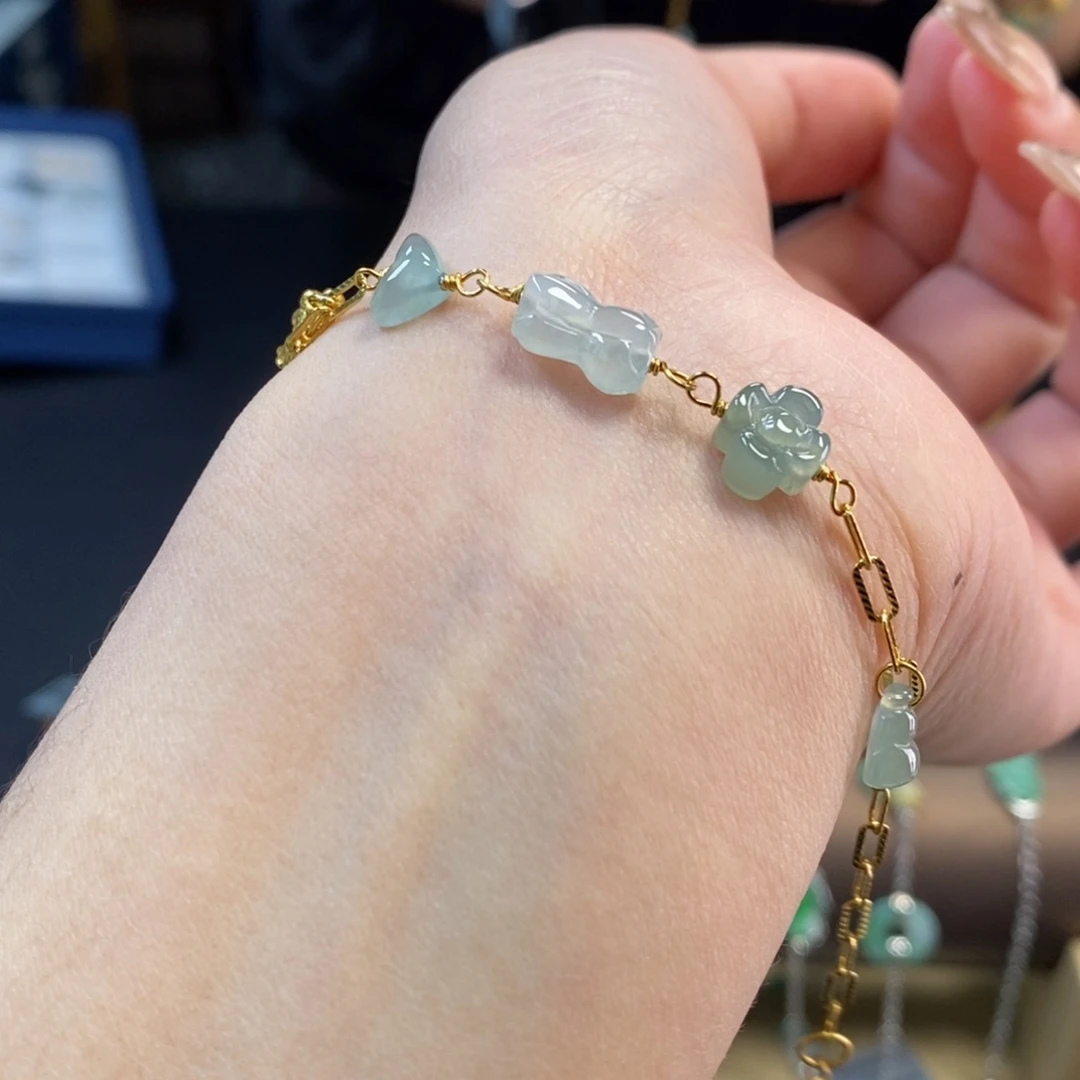 翡翠银S925镶嵌手链12908