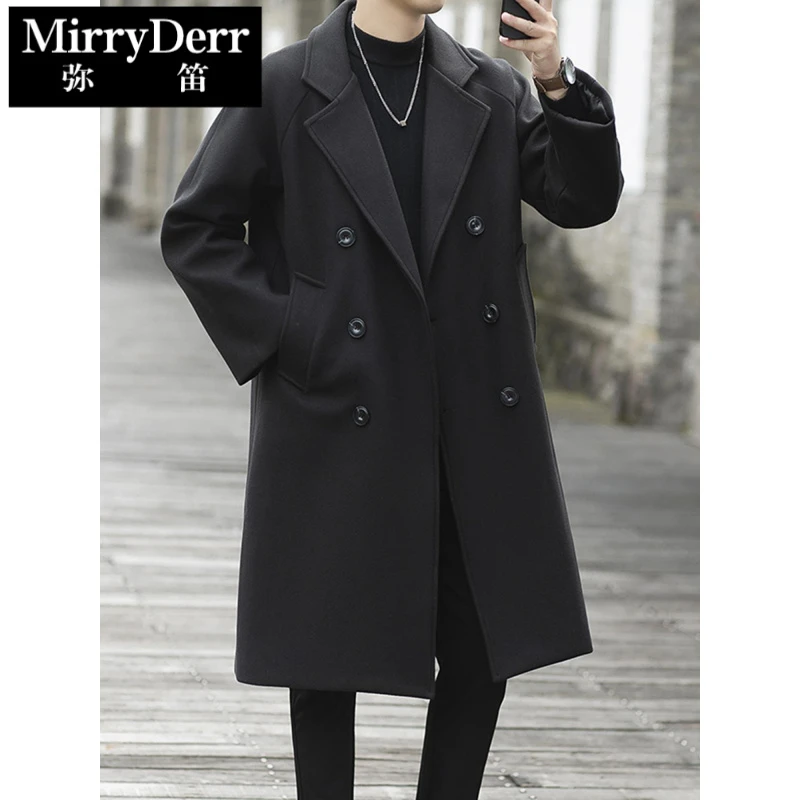 2025新款秋冬季加厚休闲百搭毛呢大衣男士宽松外套保暖中长款风衣