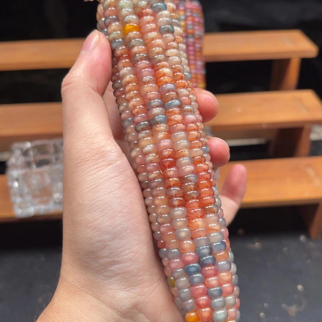 寸***心七彩宝石文玩玉米