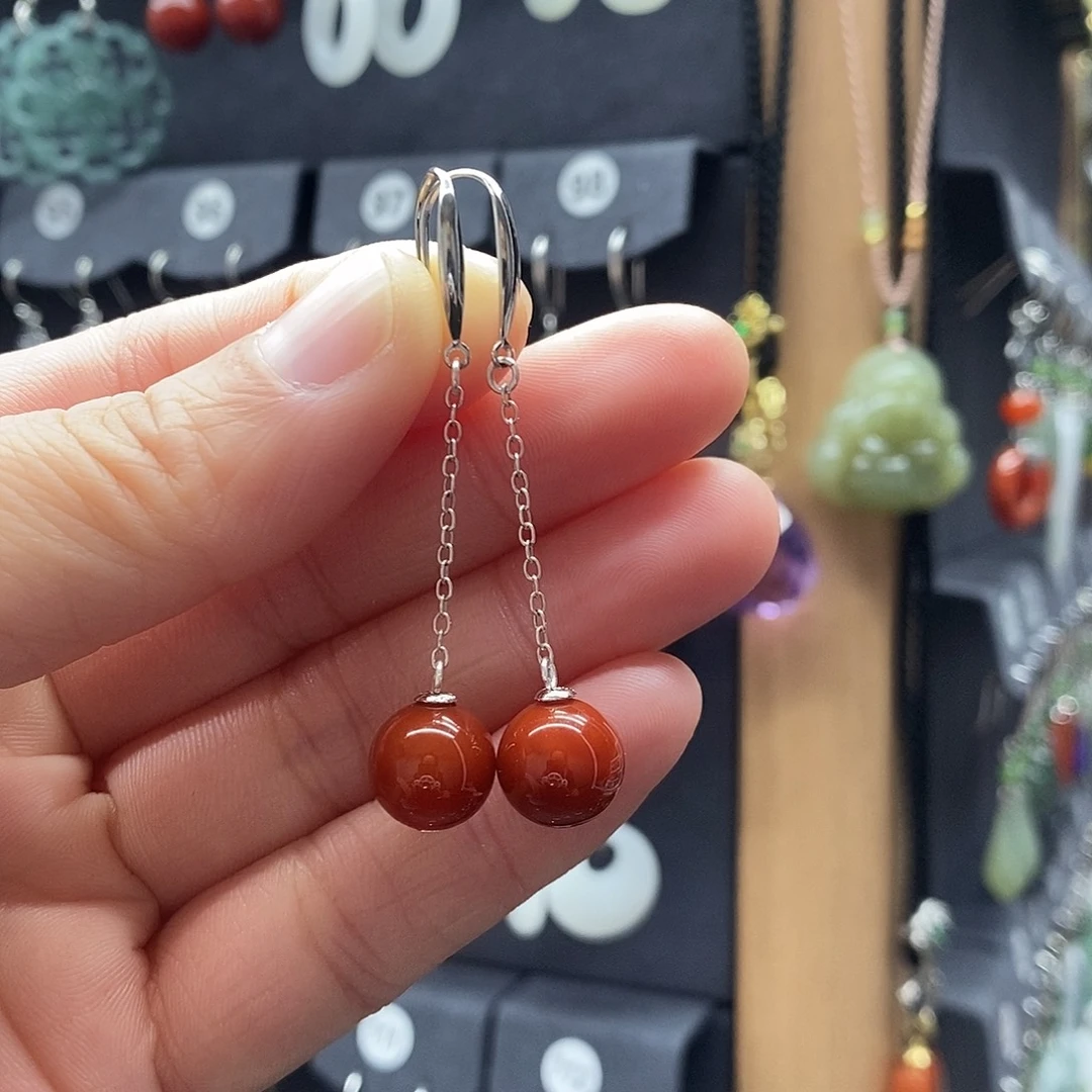 玛瑙/玉髓银S925镶嵌耳坠