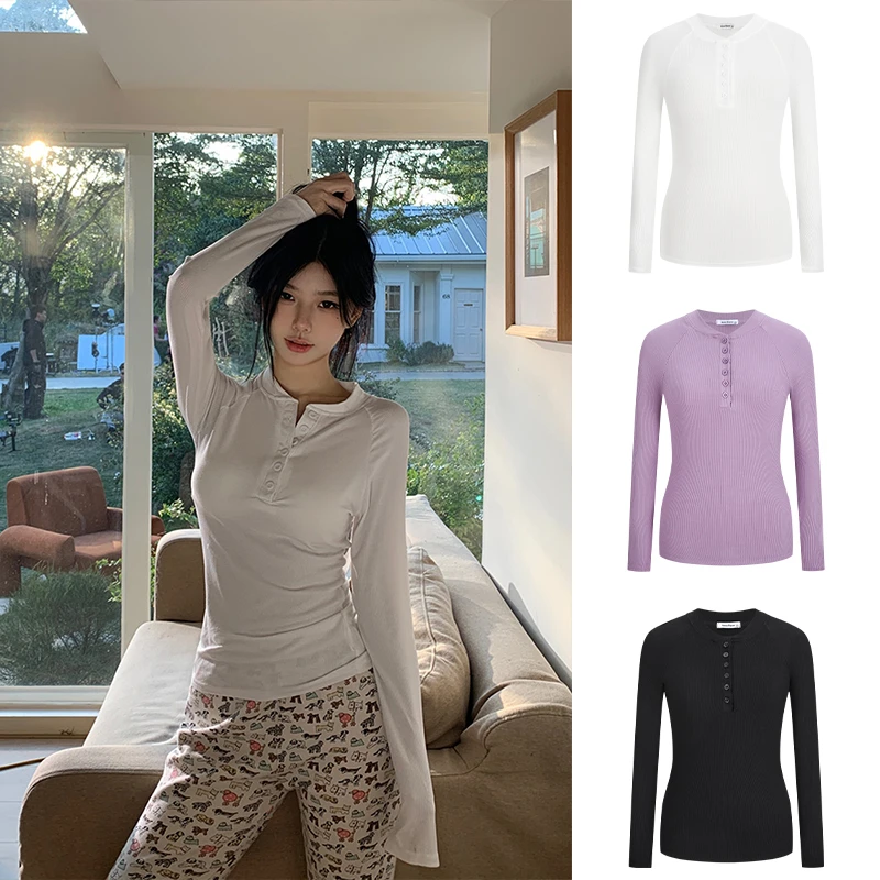 Moses Queen/魔西女王大码胖mm纽扣长袖女新款气质设计感小众上衣