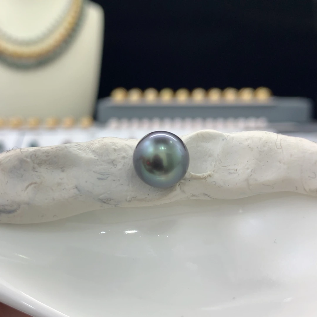 未镶嵌裸珠定制海水珍珠10.3-10.7mm电光蓝绿