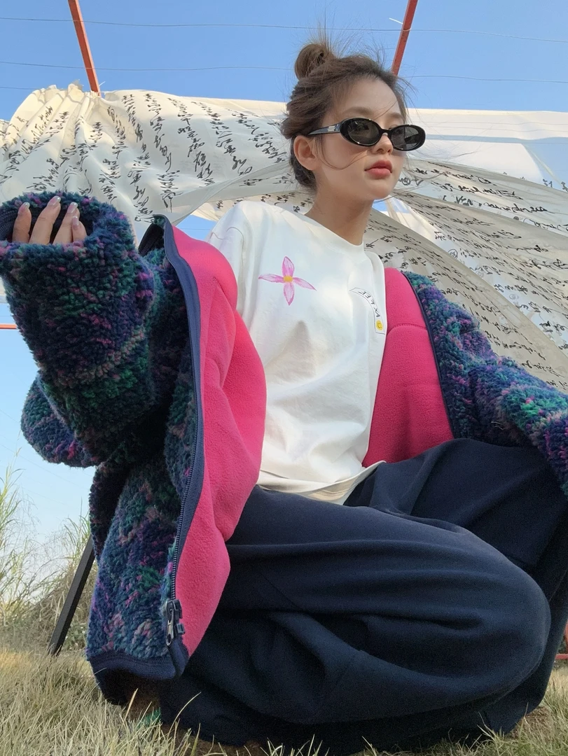 舟舟 【撞色摇粒绒外套】外套时尚休闲百搭设计感