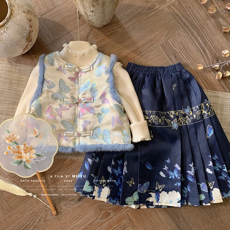 【本妈】秋冬“蝶来风有致”女童国风加绒蝴蝶印花马面裙23190 15