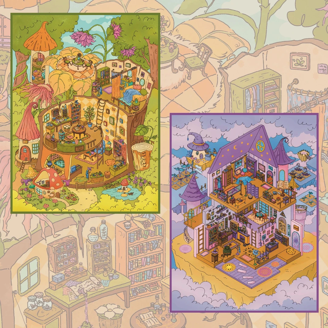 青木集1.0【女巫系列】造景贴纸diy手账3D立体微缩解压场景造景贴纸