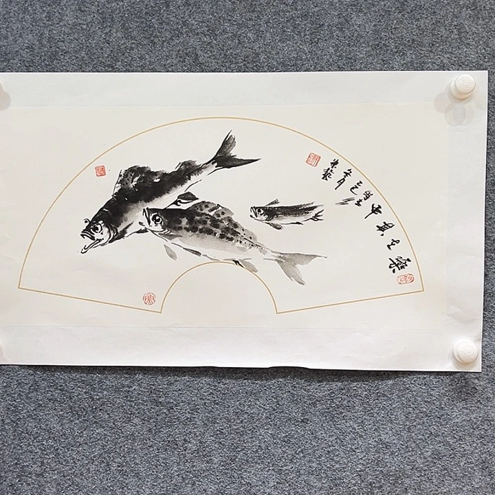 国画知鱼之乐纯手绘