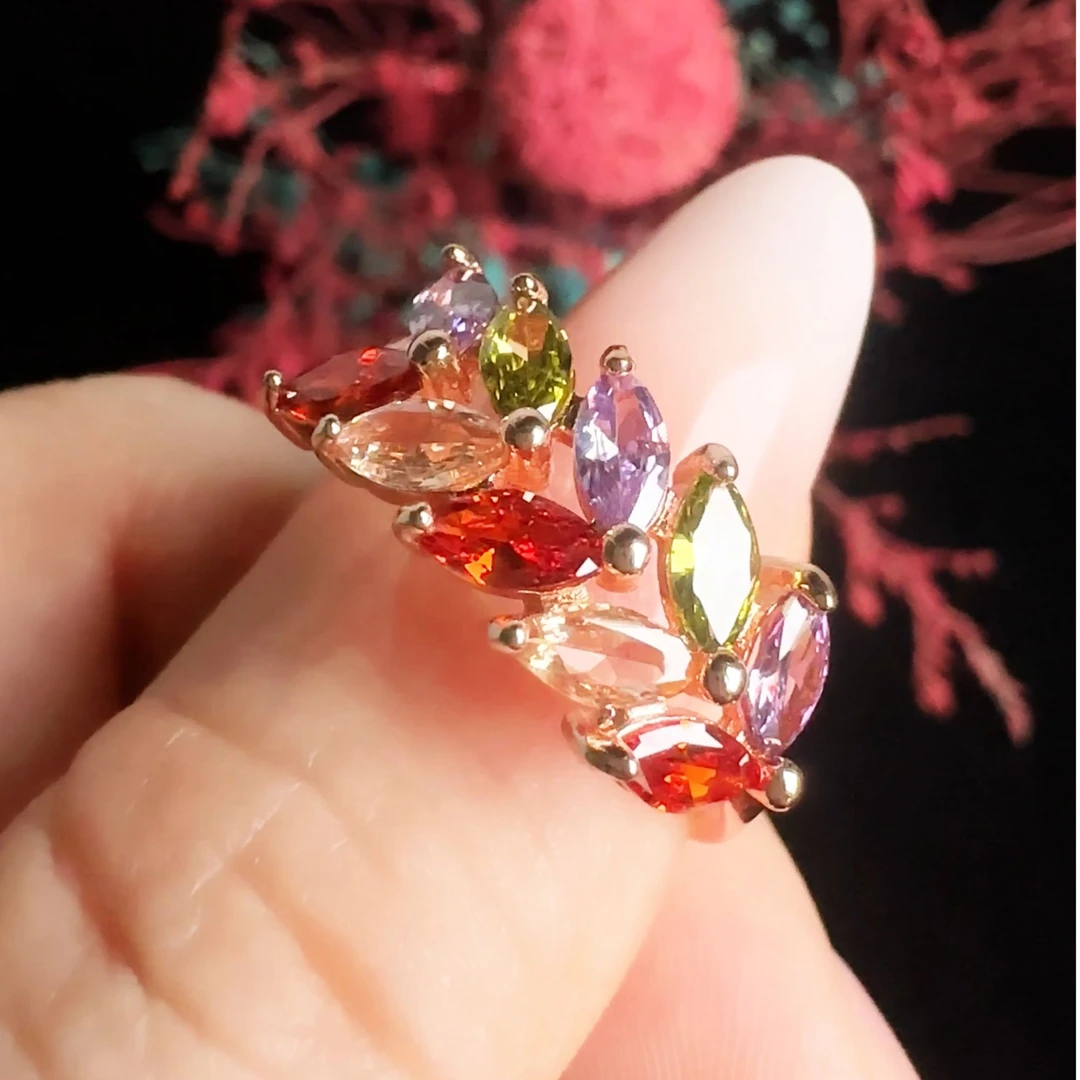 铜合金锆石戒指 大麦穗 “大卖大卖”“岁岁平安”轻奢小众精致感戒指