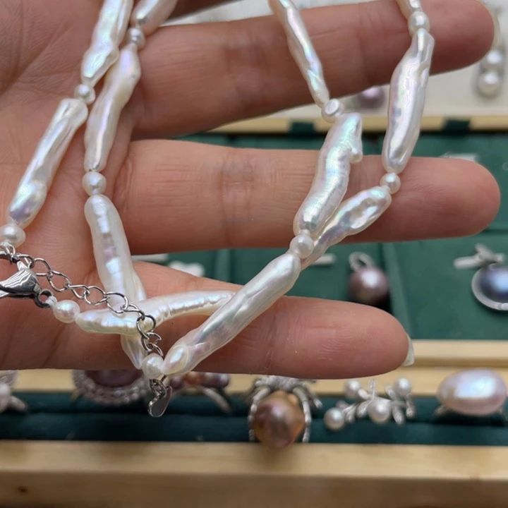 淡水珍珠项链合金暮*