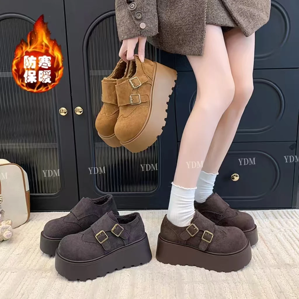 伊迪漫费尔岛灰加绒厚底松糕鞋A56