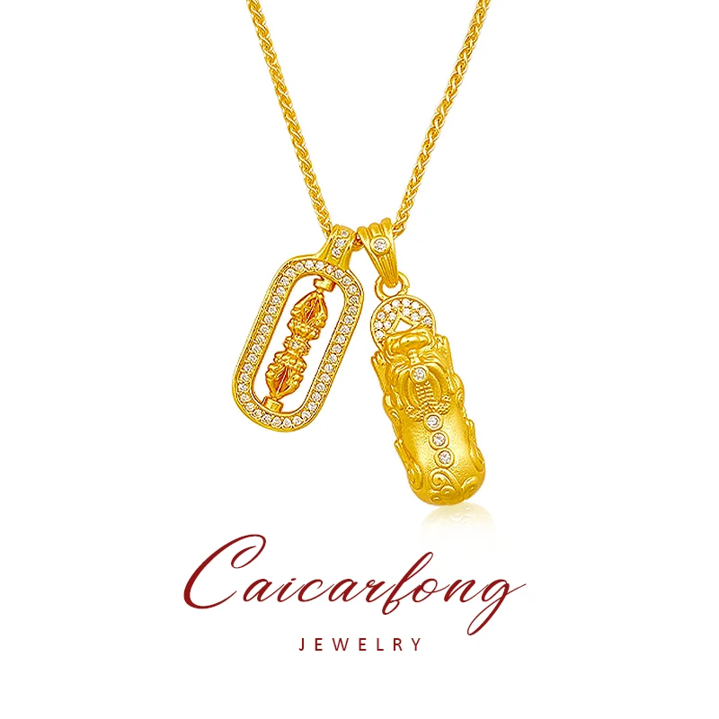 CAICARFONG/彩咖 铜合金项链 新中式金貔貅项链轻奢小众时尚吊坠