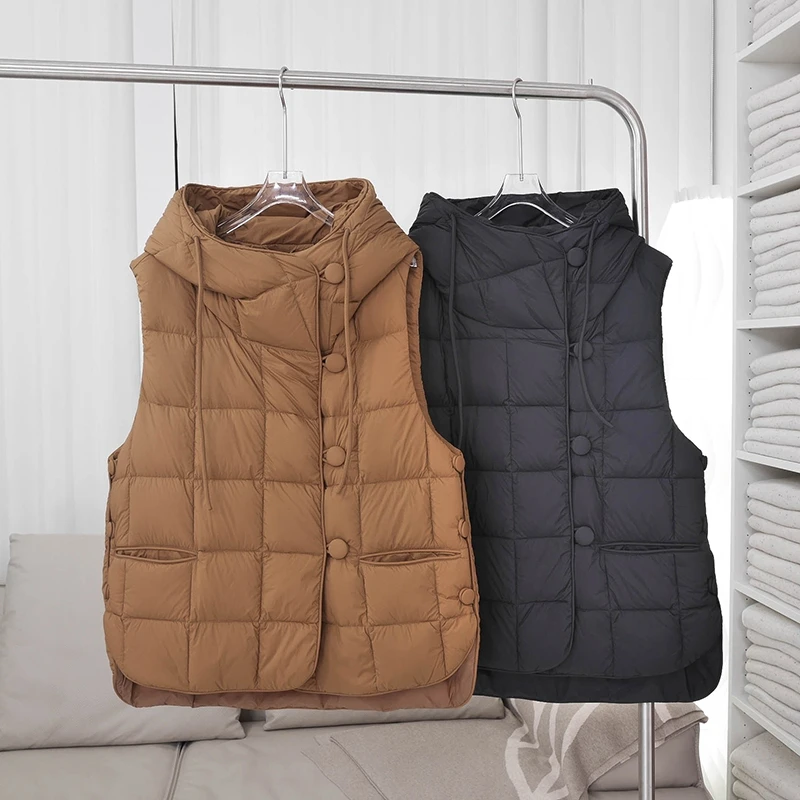 【朵儿studio】90白鸭绒！连帽无袖羽绒马甲 A440