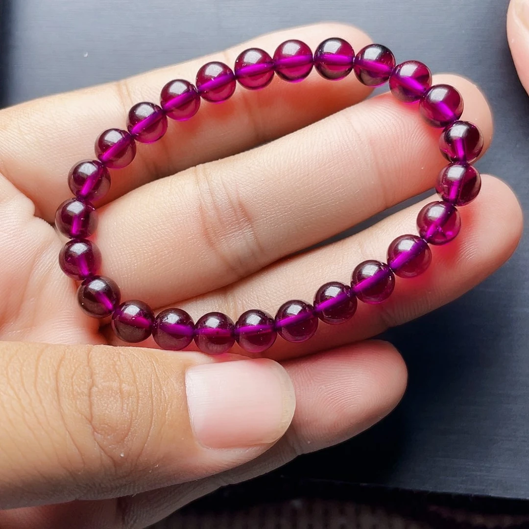 石榴石手链未镶嵌7.0MM毕业级紫牙乌单圈天花板10A级