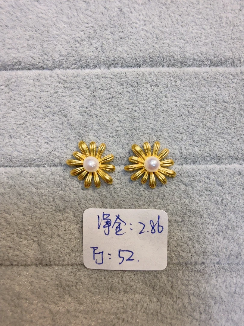 【655/克-向日葵耳钉】足金999直针纯黄金真金小清新耳饰风格INS时