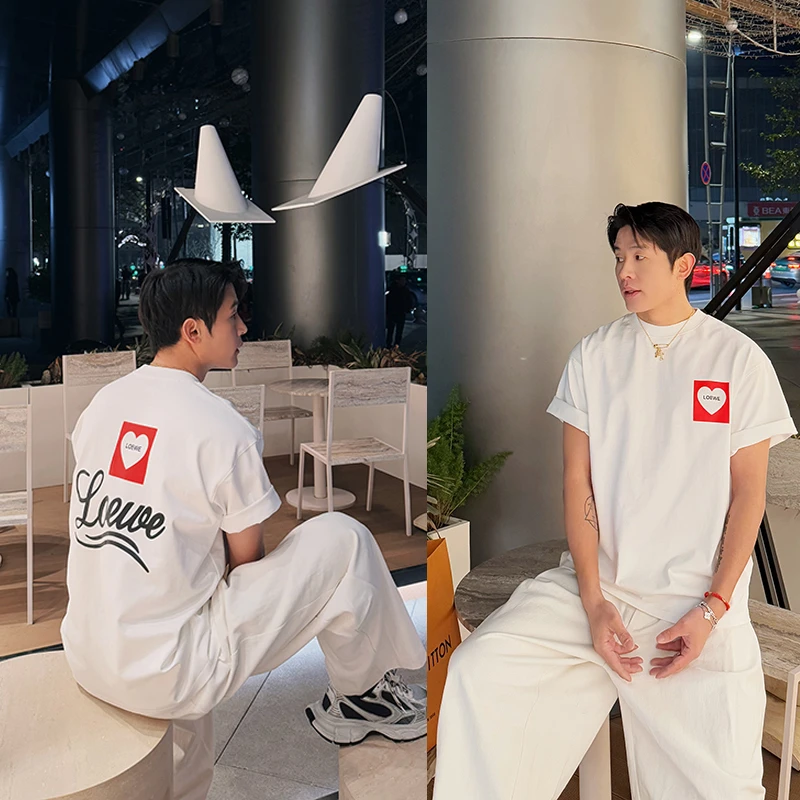 《CCSS曹》前爱心胶印重磅休闲夏季纯棉宽松潮流百搭短袖T恤