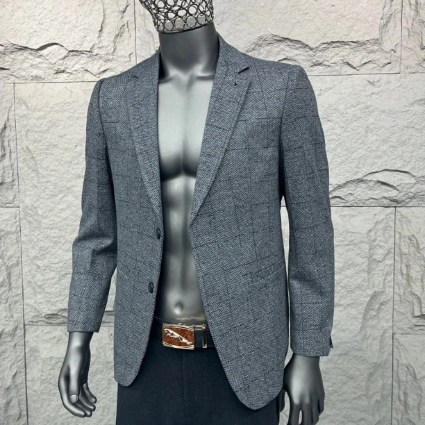 【高品春秋特惠】822款高品超细针织波浪纹色织字母格商务休闲西服