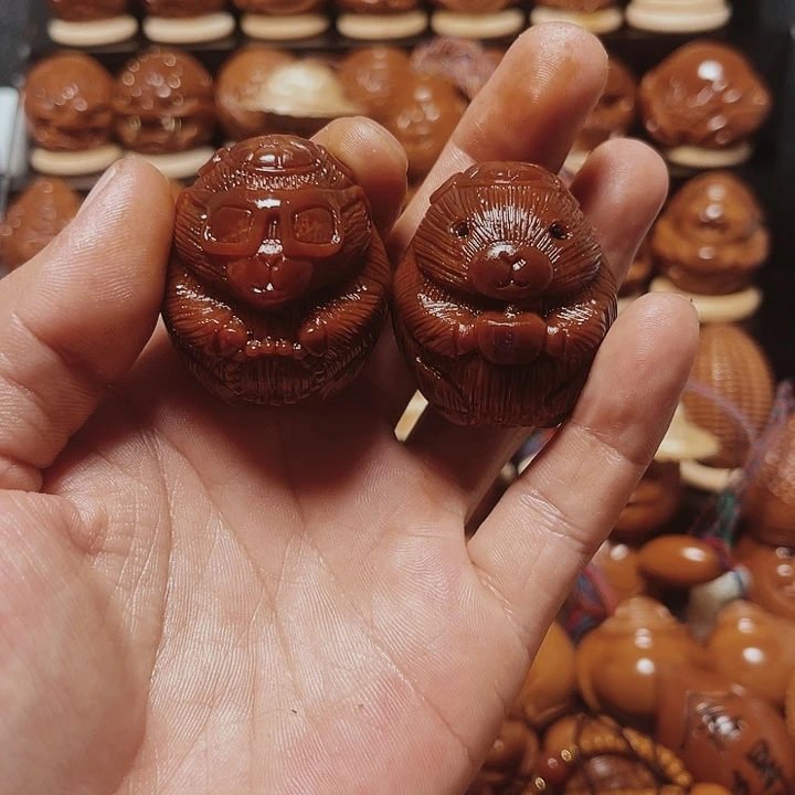 橄榄核把件玉化卡皮巴拉一对003