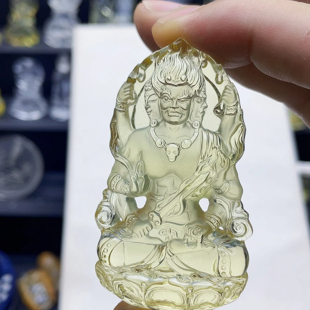 未镶嵌颈饰黄晶L****”黄水晶大师精雕不动明王