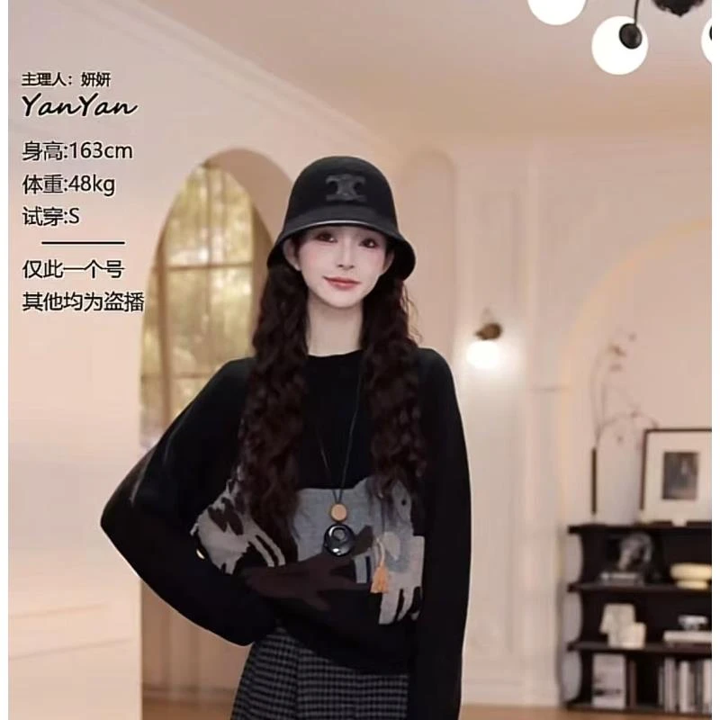 qq【YANYAN】秋冬圆领套头大象针织衫显瘦长袖毛衣YY-9041