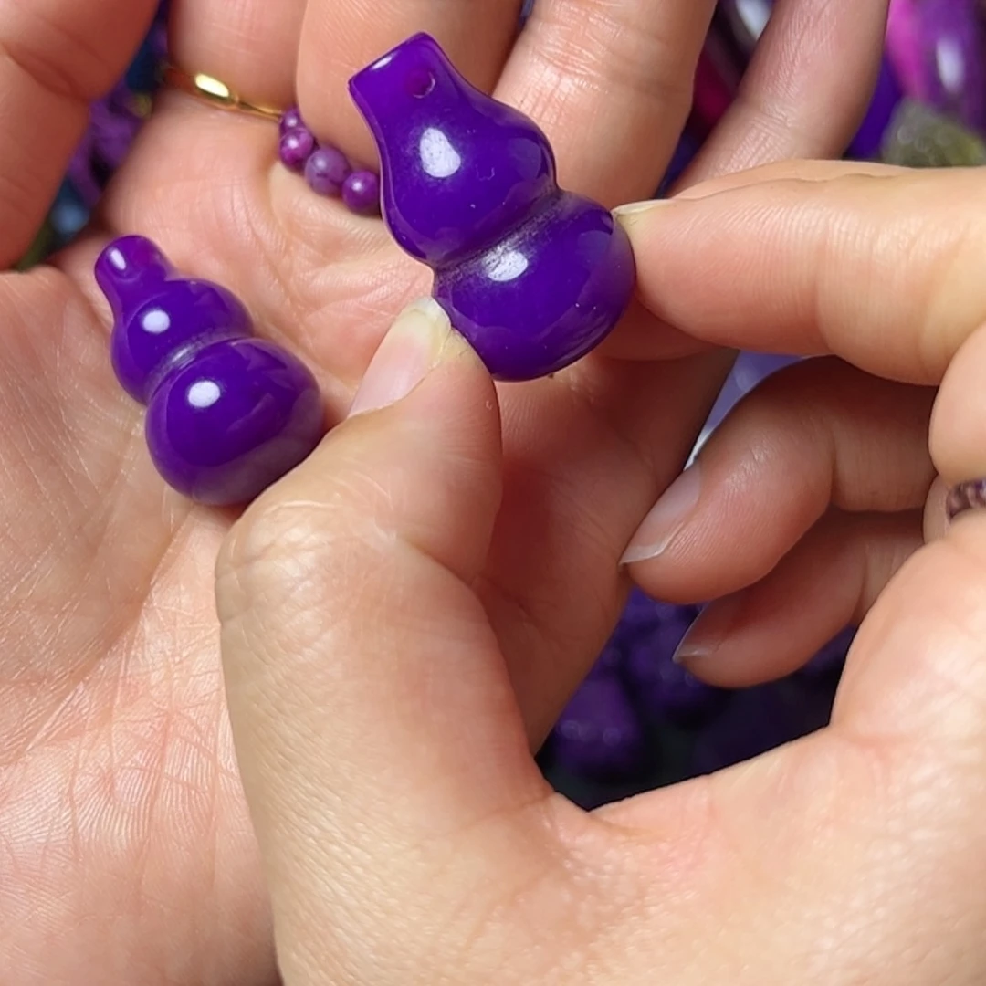 【闪购商品】琉璃DIY舒具石老坑料凝胶玉华果冻紫福禄吊坠卡20