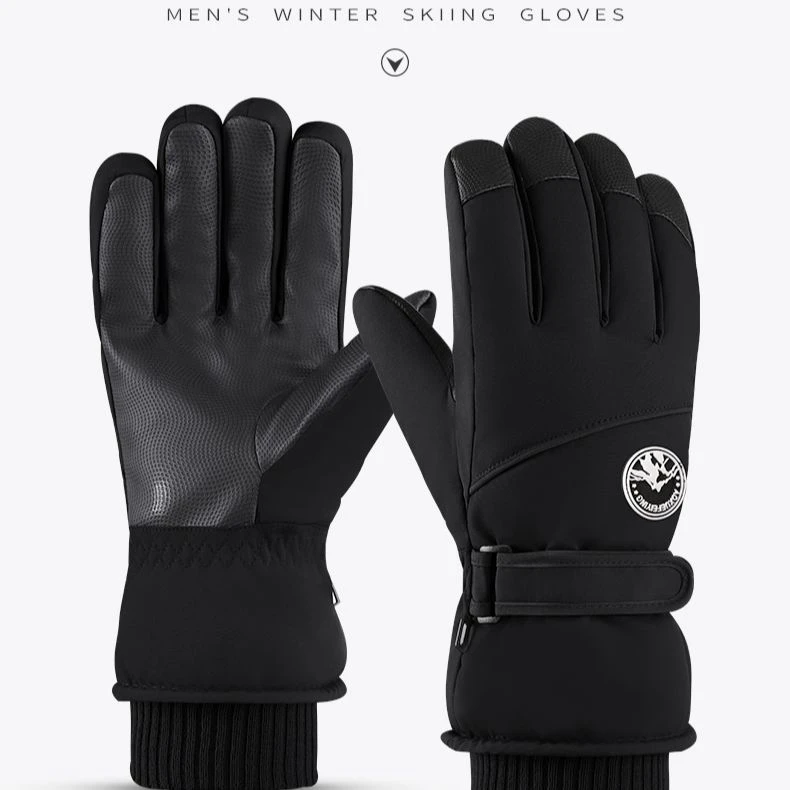 新款男冬季加绒加厚电动车骑行保暖滑雪棉手套防风防滑触屏防水泼