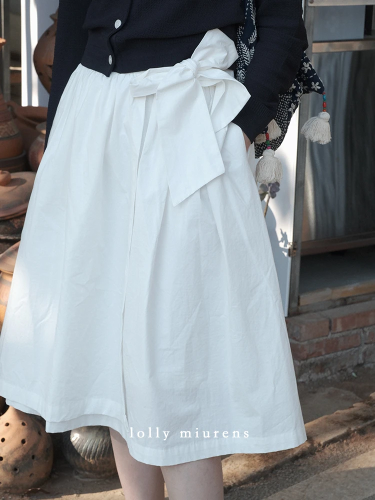 缪恩诗SPRING x「结伴～❀」时尚设计师蝴蝶结休闲半裙M2501060901