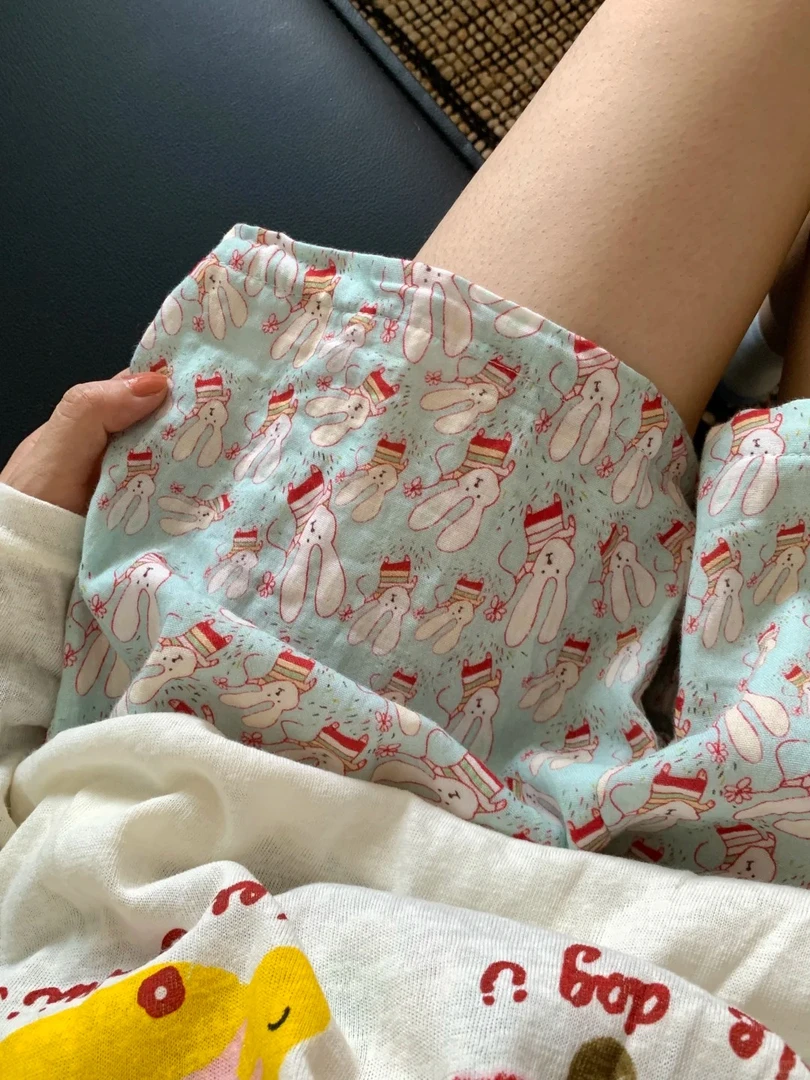 A类纯棉2025夏季新款夏天睡裤女双层婴儿纱布全棉短裤遛弯家居裤