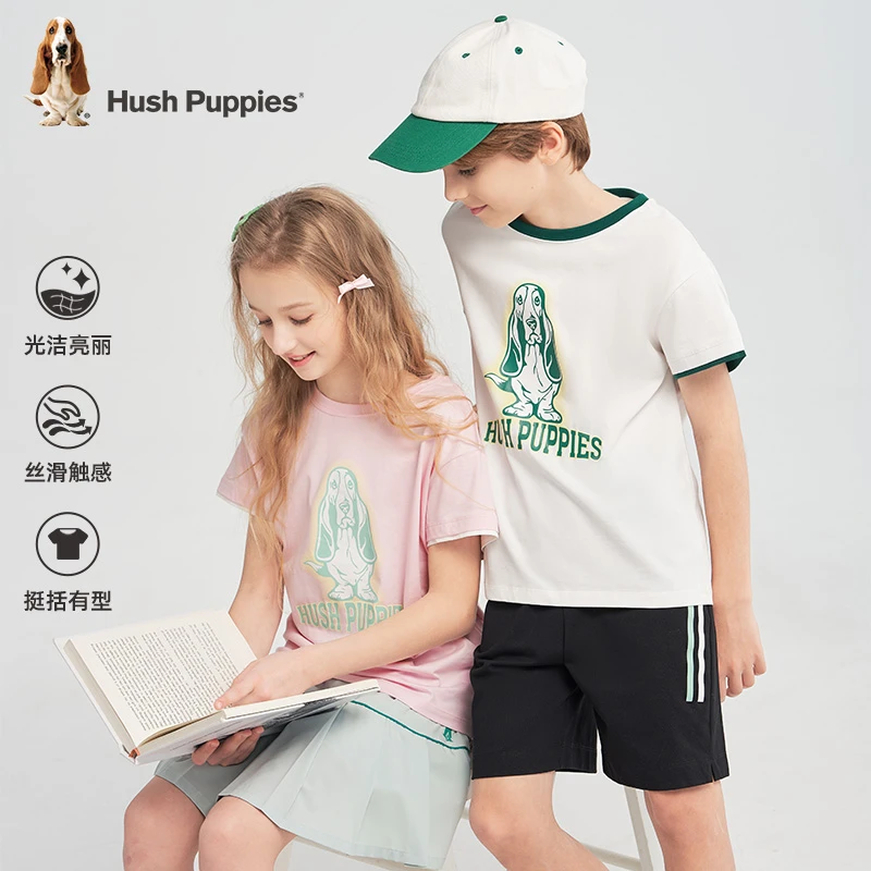 【挺括抑菌短袖】暇步士童装2025年夏季新款儿童柔软顺滑圆领T恤