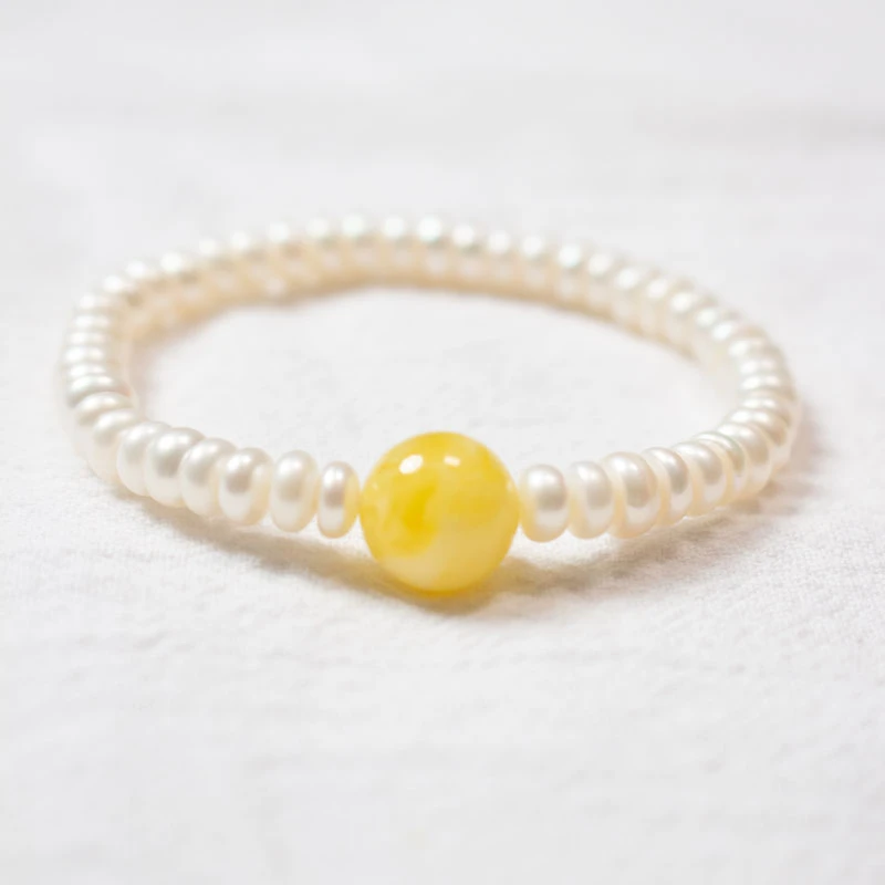 天然蜜蜡原矿顶珠随型天然珍珠女手链真品俄料收藏级多样性发其一