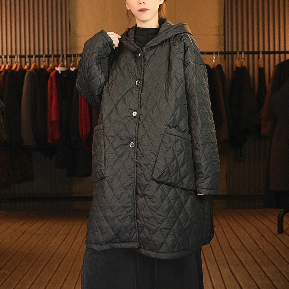 36连帽双口袋宽松大码女士时尚百搭外套棉服K497