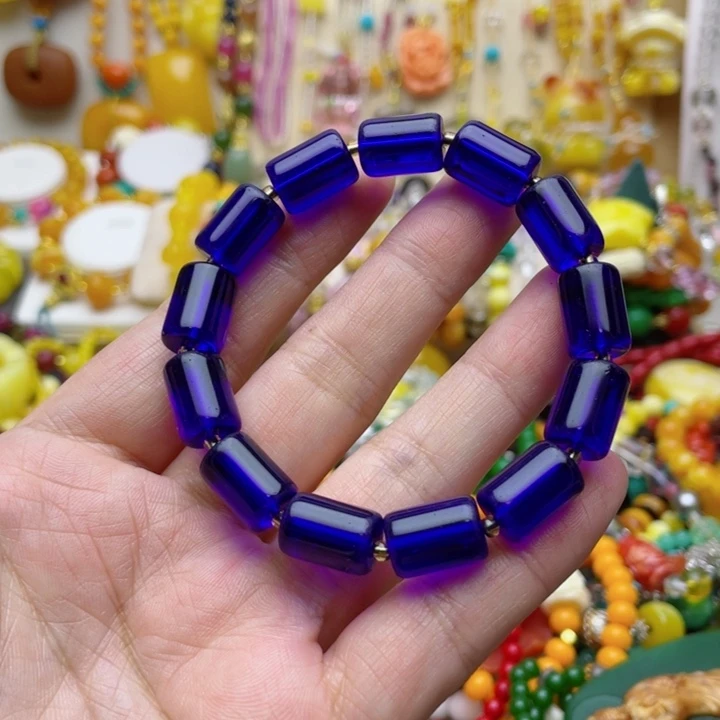 64号蓝色桶珠手串