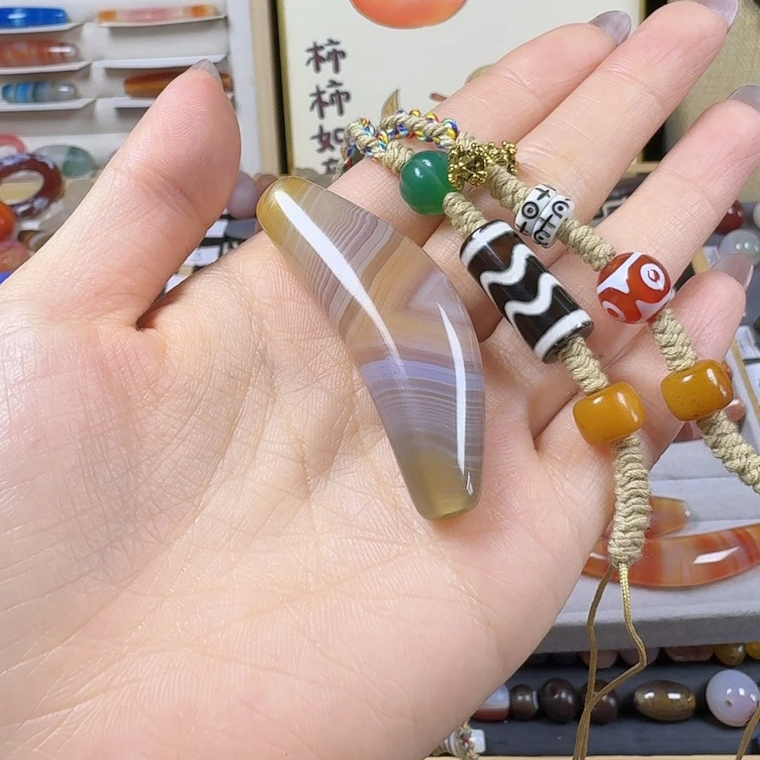 青***柠玛瑙/玉髓未镶嵌颈饰