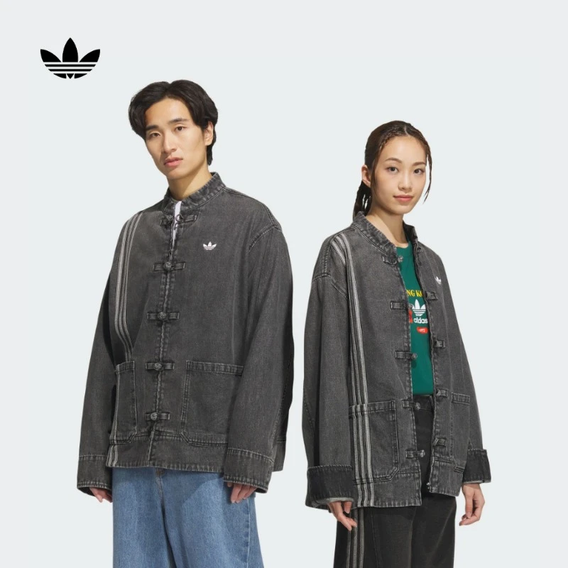 阿迪达斯官方三叶草 新中式宽松牛仔夹克外套男女款adidas JY8275