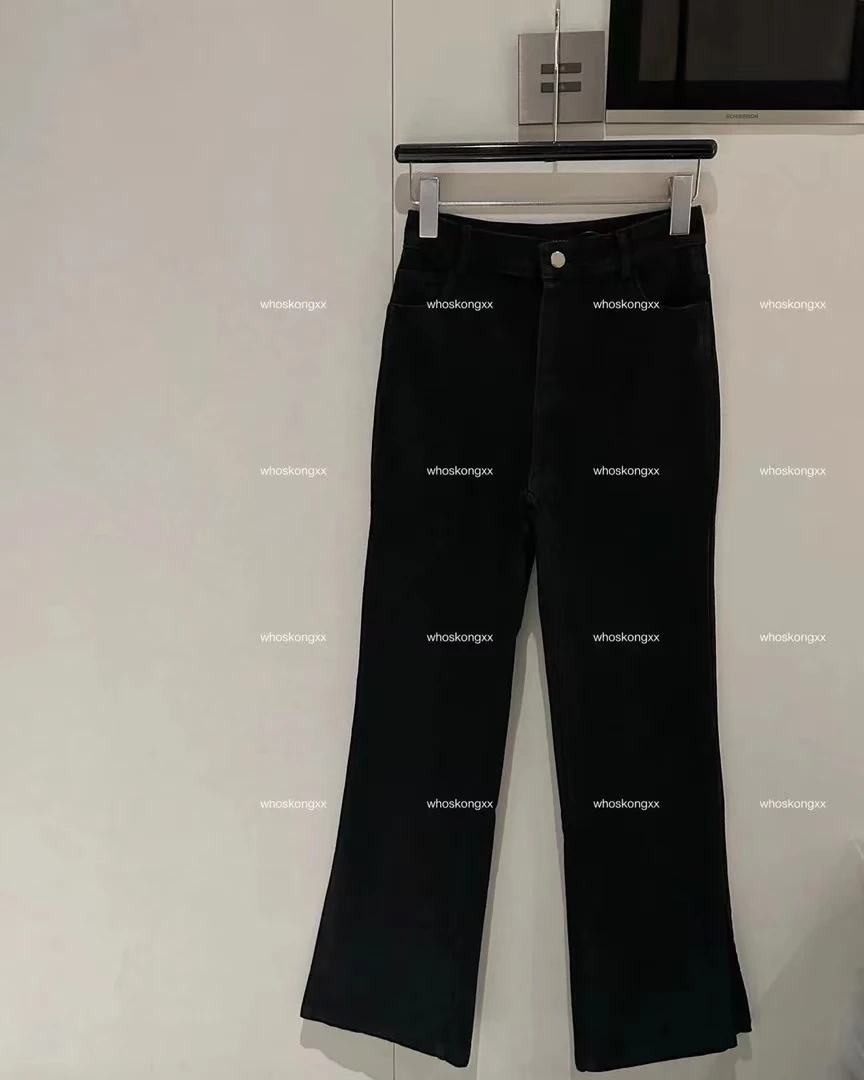 whoskongxx·侧开叉黑色休闲牛仔裤
