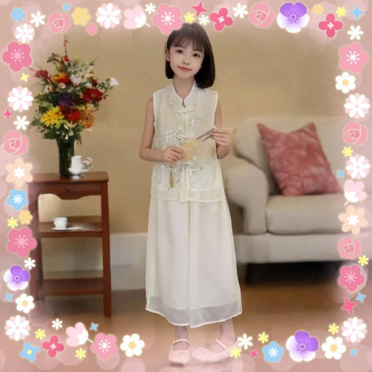 女童夏装套装新款儿童洋气裤裙两件套中大童女孩夏季国风新中式潮