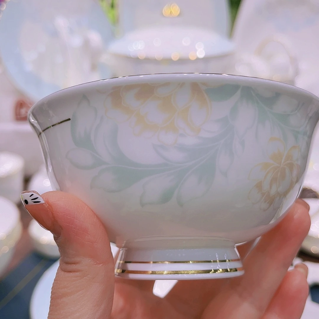 【闪购商品】瓷描金清雅4.5寸饭碗1个